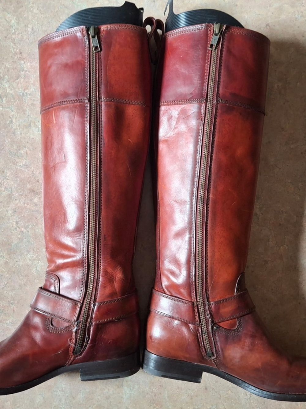 Frye Red-Brown Leather Riding Boots - Picture 3 of 9